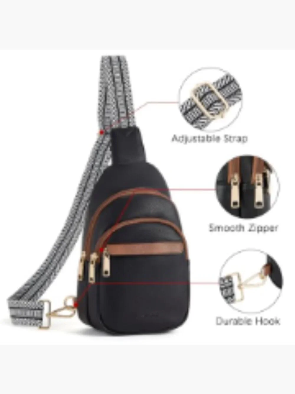 PU Leather Crossbody Sling Bag with RFID Blocking Pockets